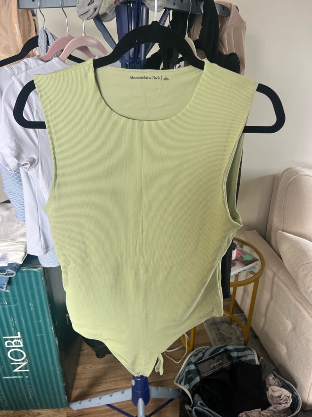 Abercrombie & Fitch Pale Lime Ribbed Sleeveless Bodysuit